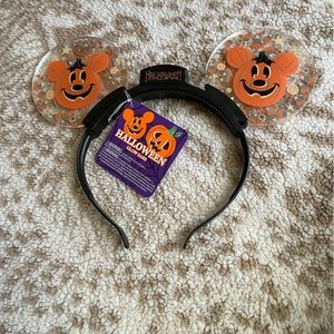 NWT Disney Parks Light Up Halloween Pumpkin Mickey Ears